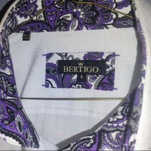 Bertigo White and Purple Paisley Shirt